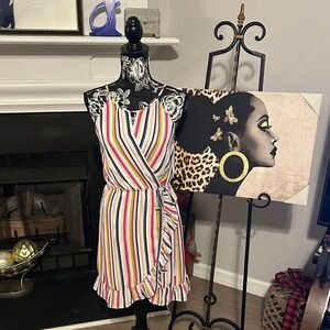 Miami Multicolor Striped Wrap Dress